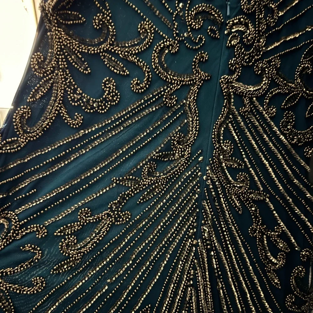 Elegant Teal and Silver Embellished Dress - Picture 6 of 6